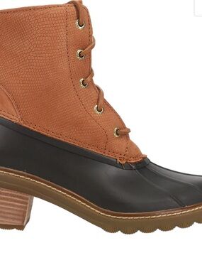 Sperry Two-Tone Saltwater Heel Duck Boot in Brown and Black